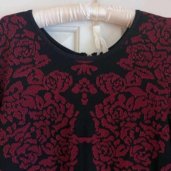 Felicity and Coco Red/Black Floral Print Bodycon Dress, Size Large, NWT - Picture 2 of 5
